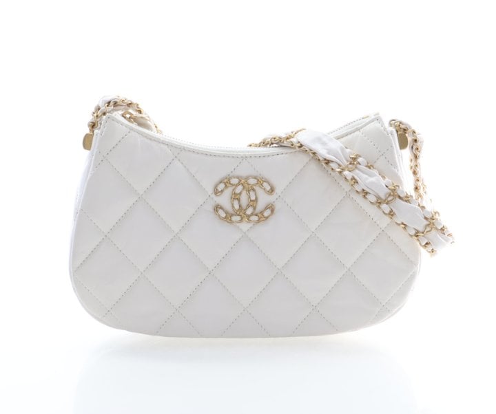 Chanel Small Aged Calfskin 19 Zip Hobo Clutch With Chain