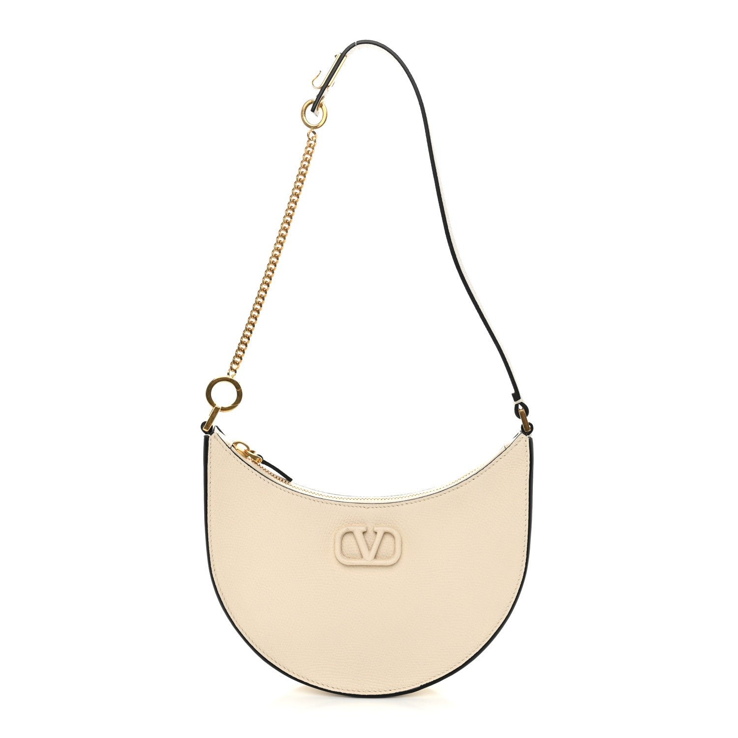 Valentino Garavani Calfskin Mini Vlogo Hobo Bag White
