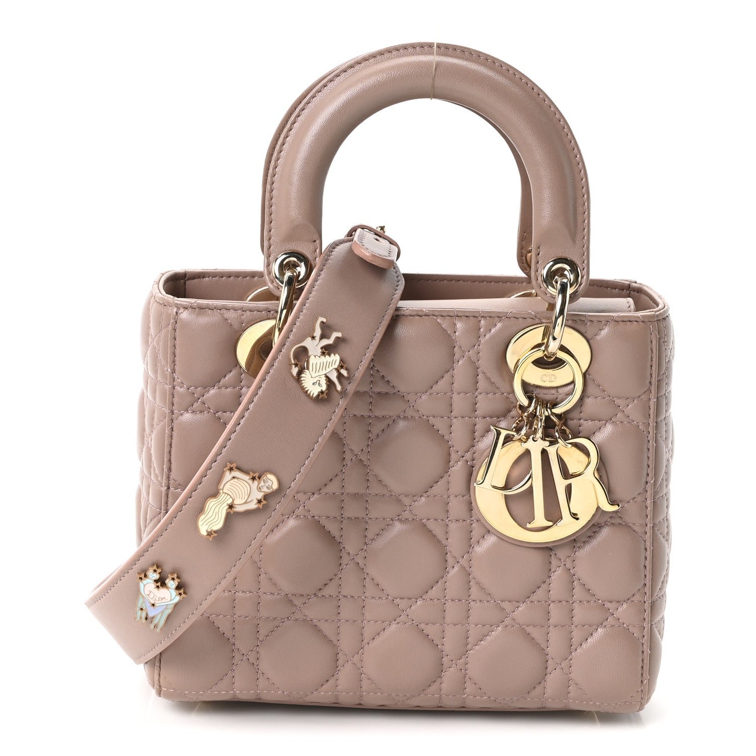 Christian Dior Lambskin Cannage Small Lucky Badges My Lady Dior Fard
