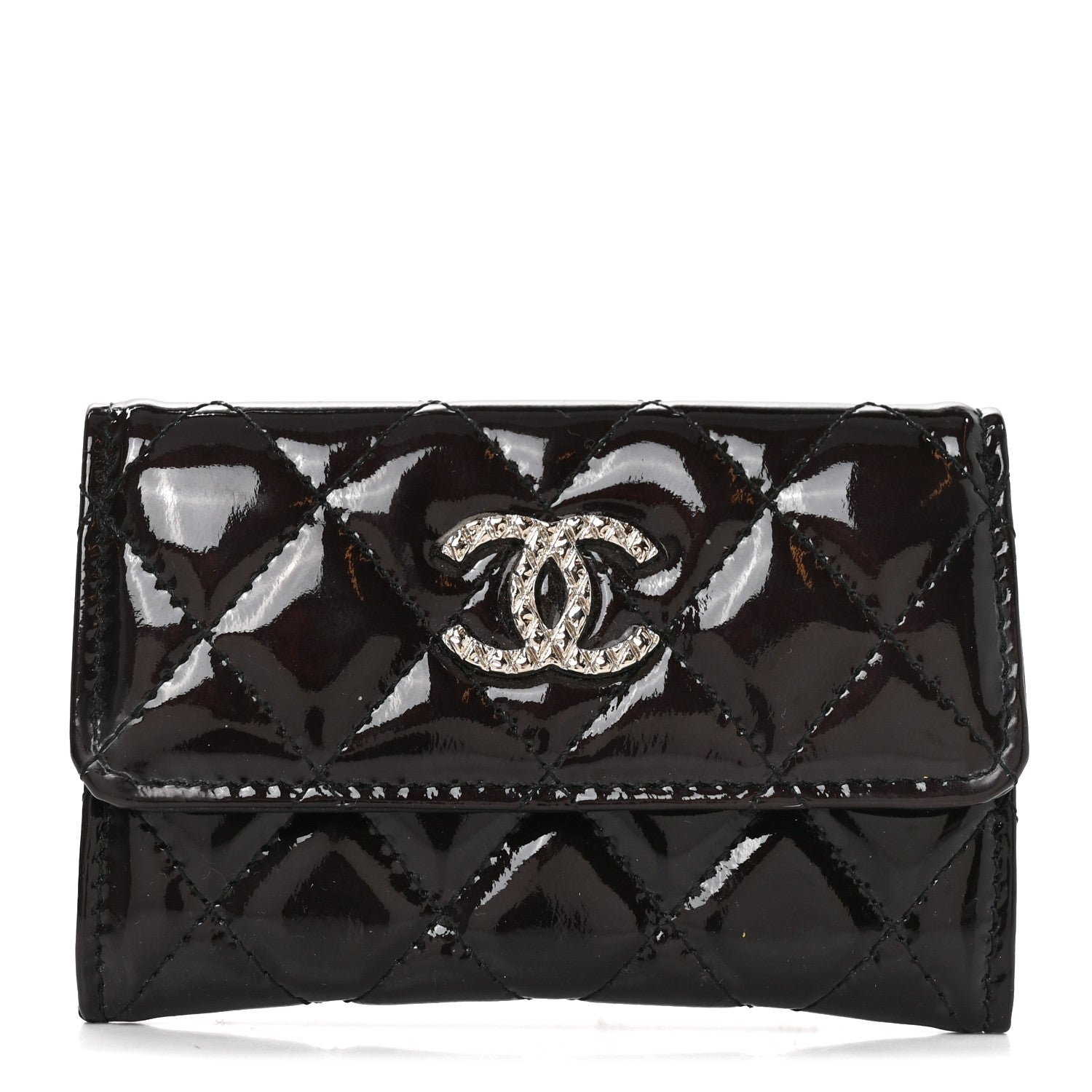 Chanel Patent Brilliant Flap Card Holder Violet