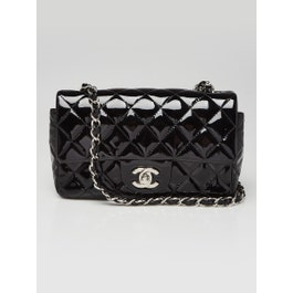 Chanel Chanel Black Quilted Patent Leather Classic Rectangular Mini Flap Bag
