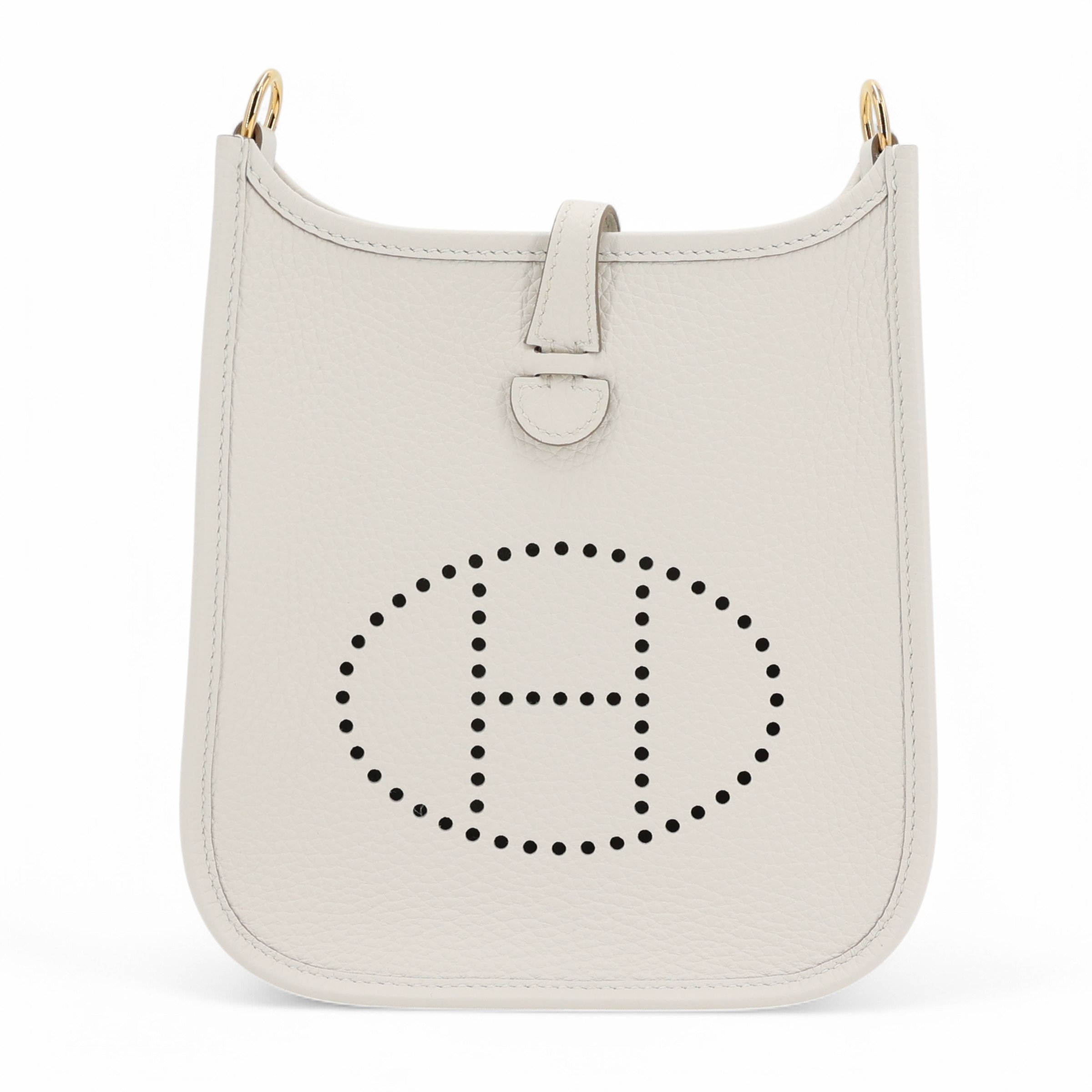 Brand New ( Rank N ) HERMÈS Mini Evelyne 16 Amazone 89cm Gris Pale (M4) Clemence Gold hardware W (2024)