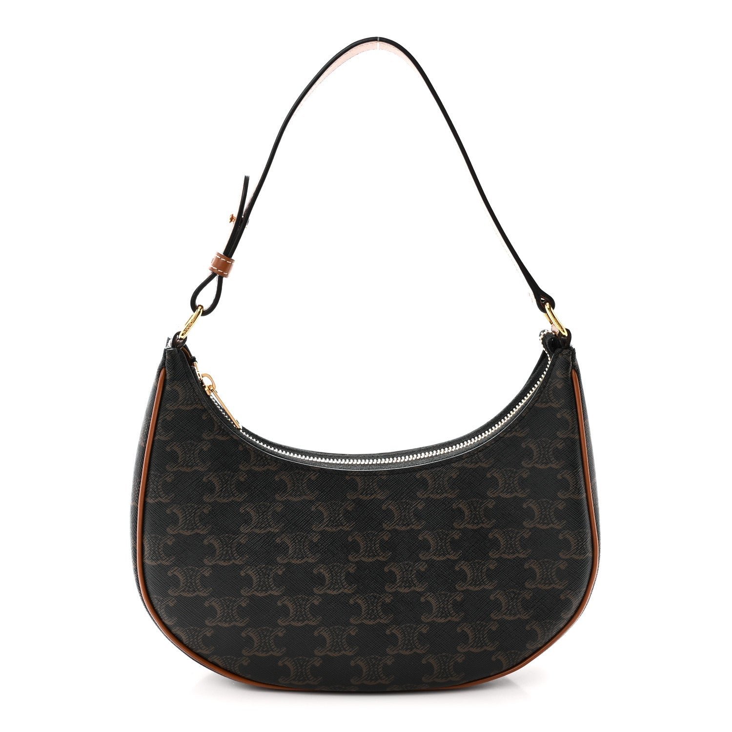 Celine Triomphe Canvas Calfskin Ava Shoulder Bag Tan
