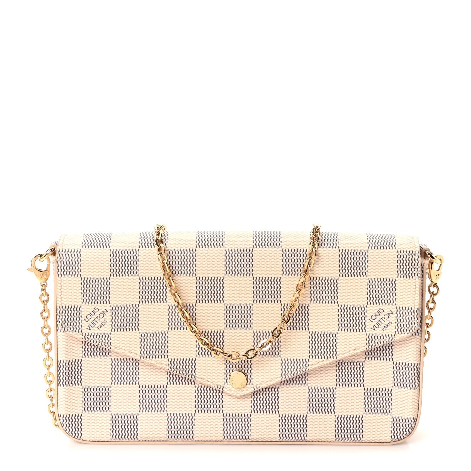 Louis Vuitton Damier Azur Pochette Felicie Chain Wallet Rose Ballerine