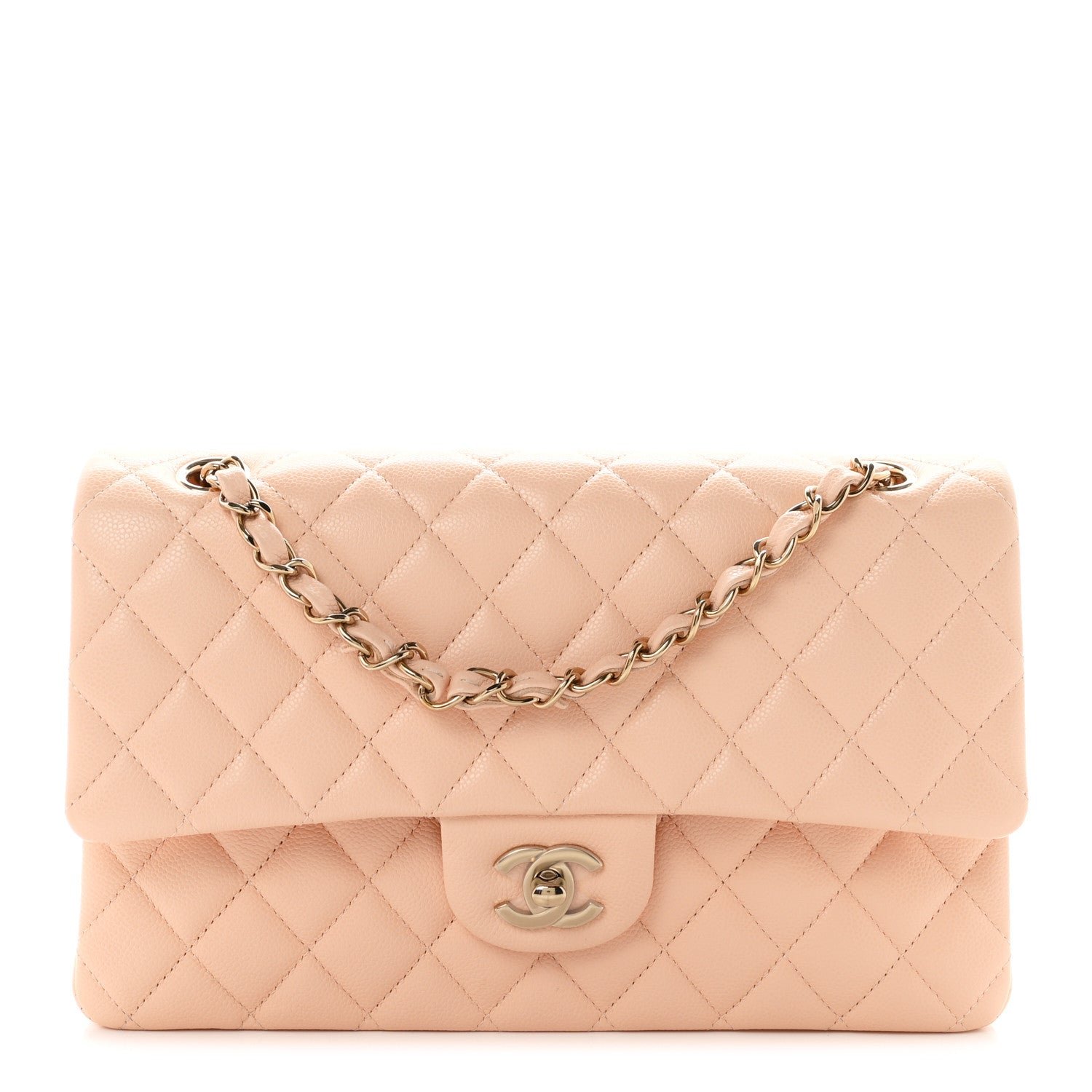 Chanel Caviar Quilted Medium Double Flap Light Pink