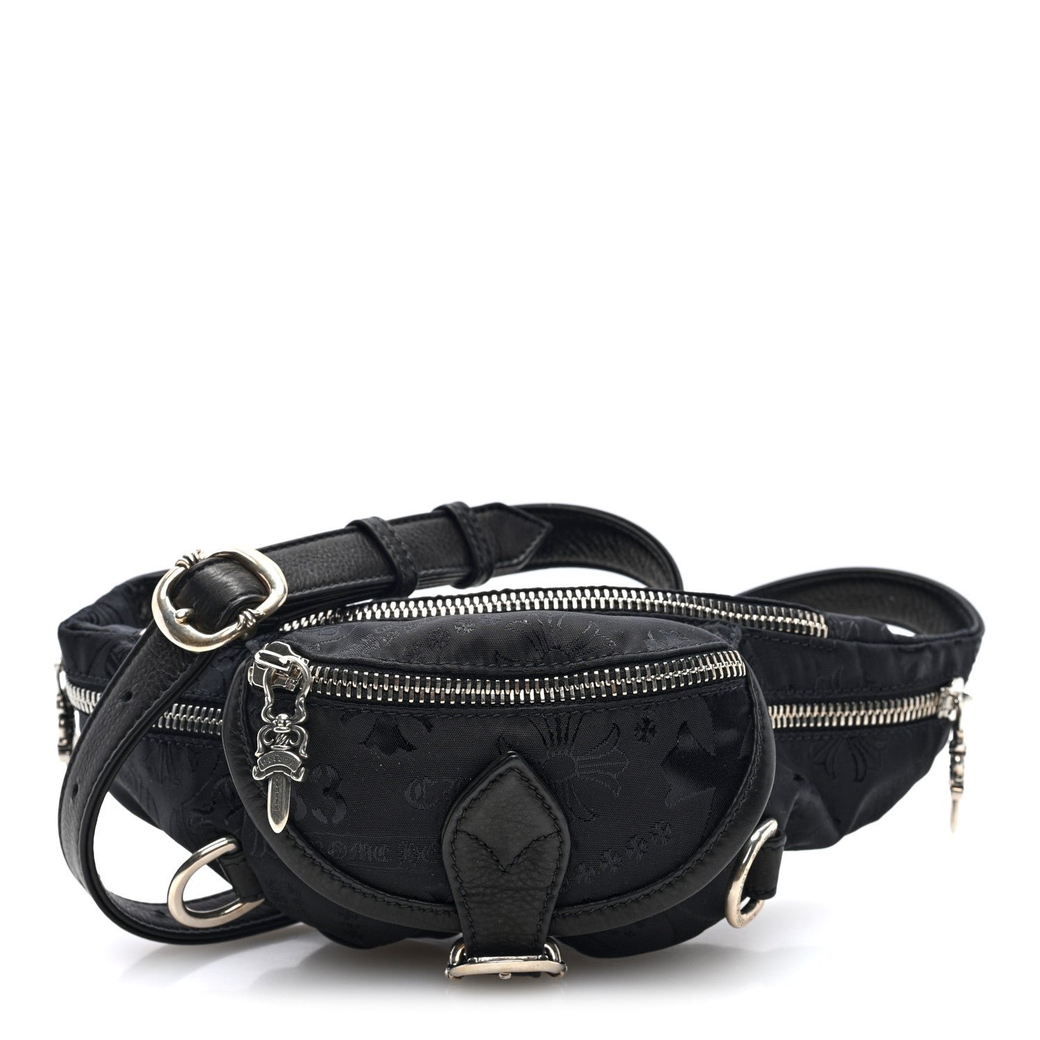 Chrome Hearts Chrome Hearts Grained Calfskin Nylon Stencil Mini Snat Pack Gunslinger Waist Bag Black