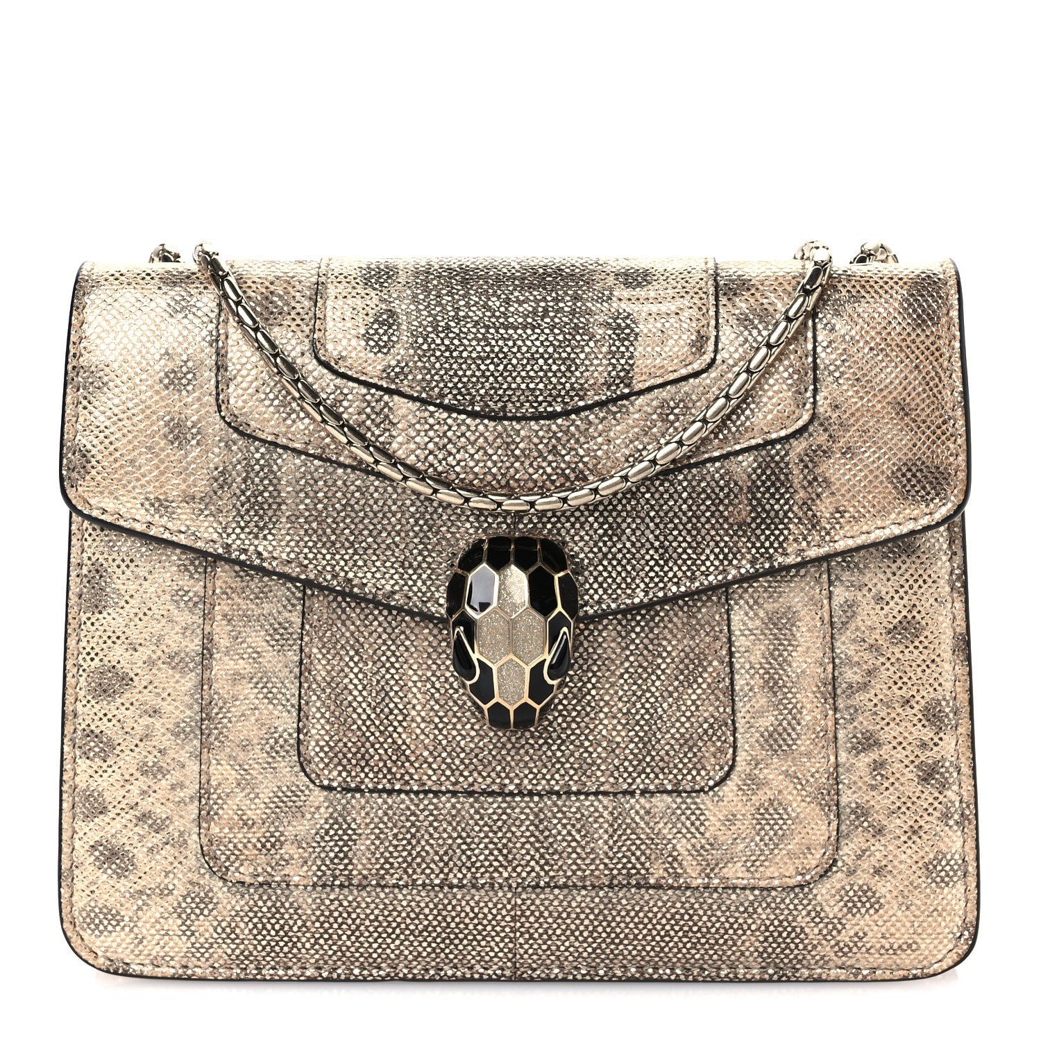 Bvlgari Bulgari Metallic Karung Serpenti Forever Crossbody Beige
