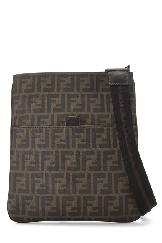 Brown Zucca Coated Canvas Flat Messenger Medium