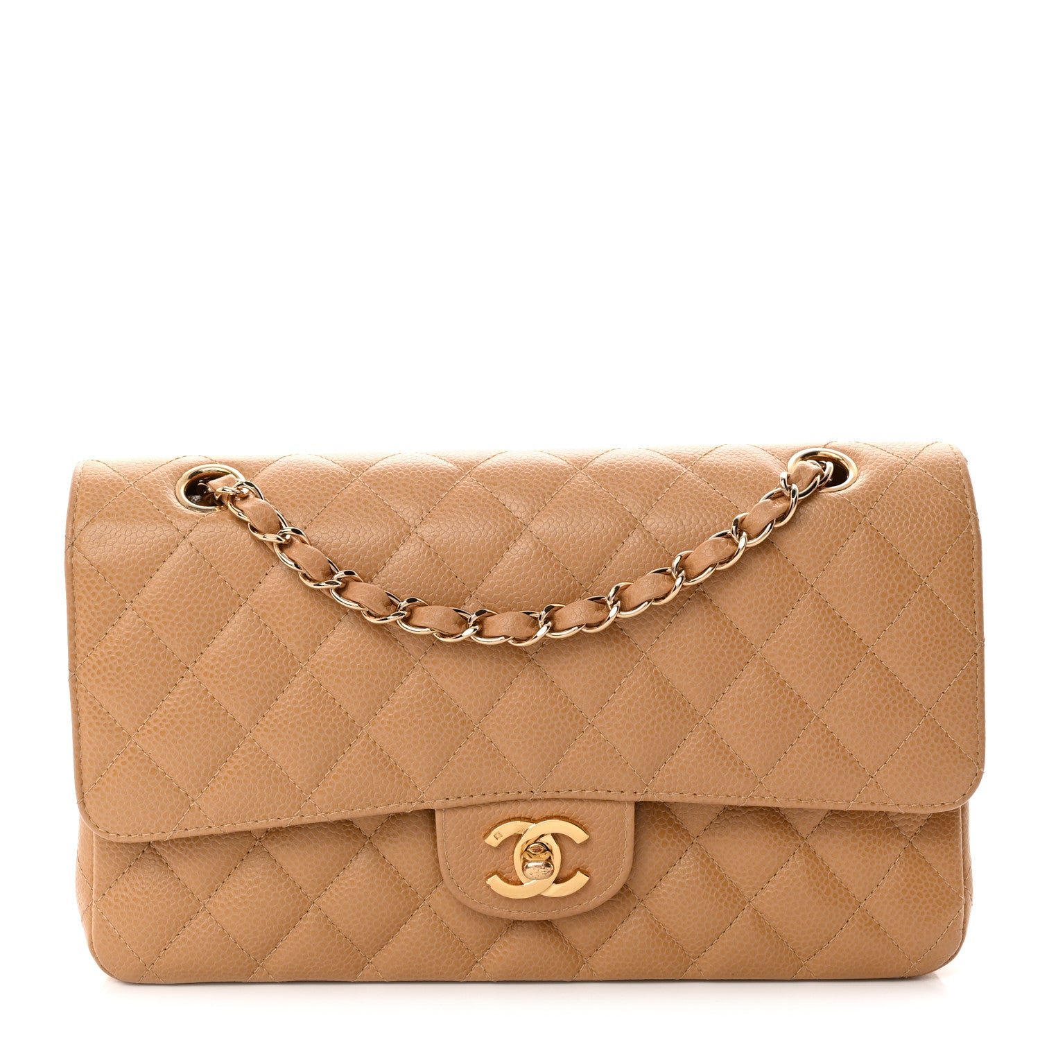 Chanel Caviar Quilted Medium Double Flap Beige