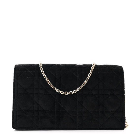 Dior Velvet Cannage Lady Dior Convertible Clutch Black