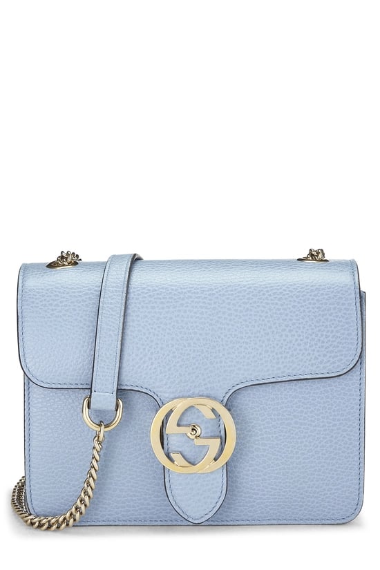 Blue Leather Interlocking Crossbody