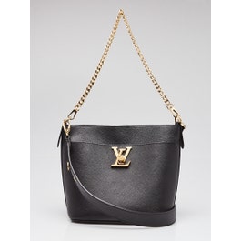 Louis Vuitton Black Taurillon Leather Lock And Walk Bucket Bag