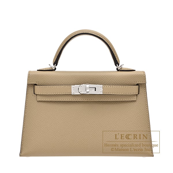 Hermes Kelly bag mini Sellier Poussiere Epsom leather Silver hardware