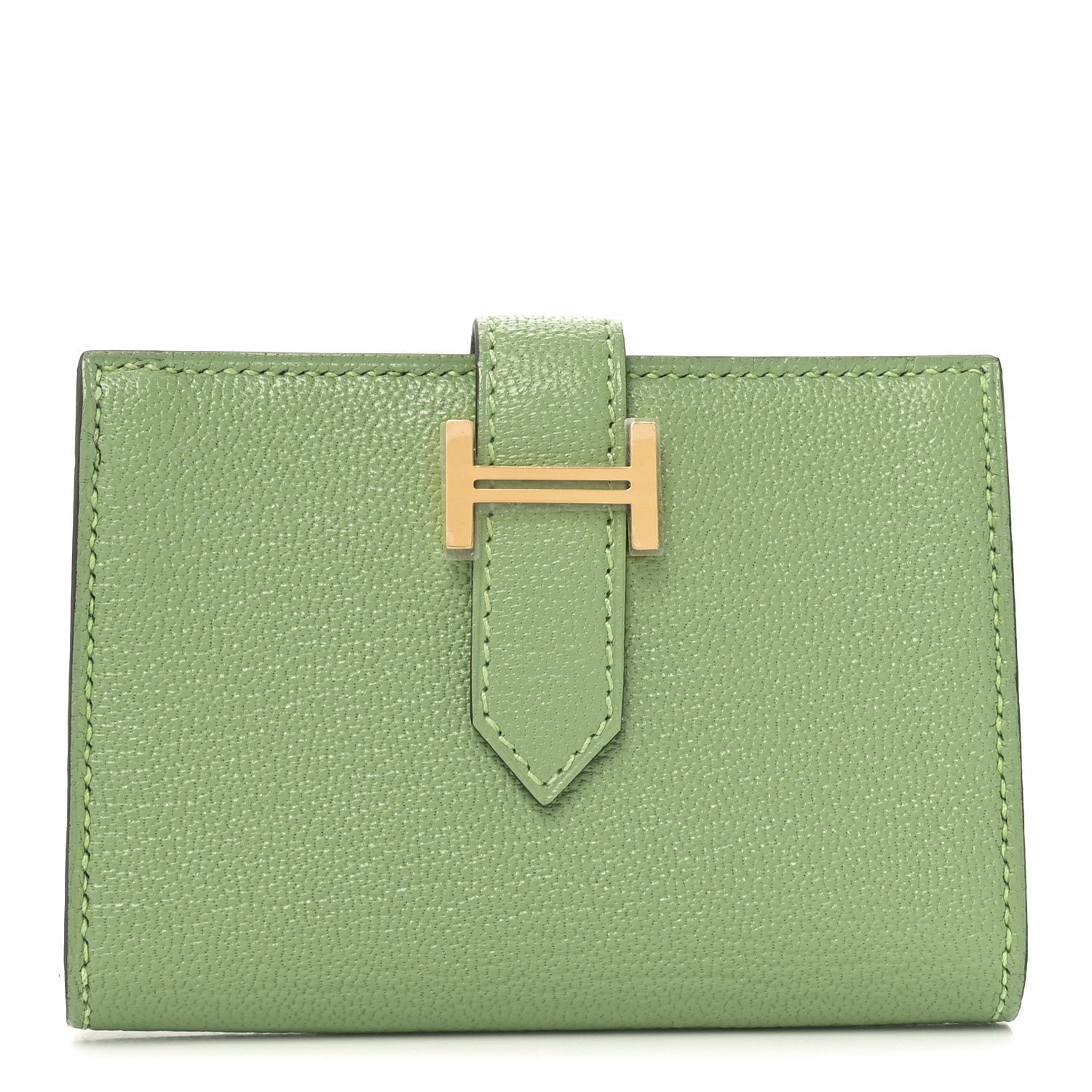 Hermes Chevre Mysore Bearn Card Holder Wallet  Vert Criquet