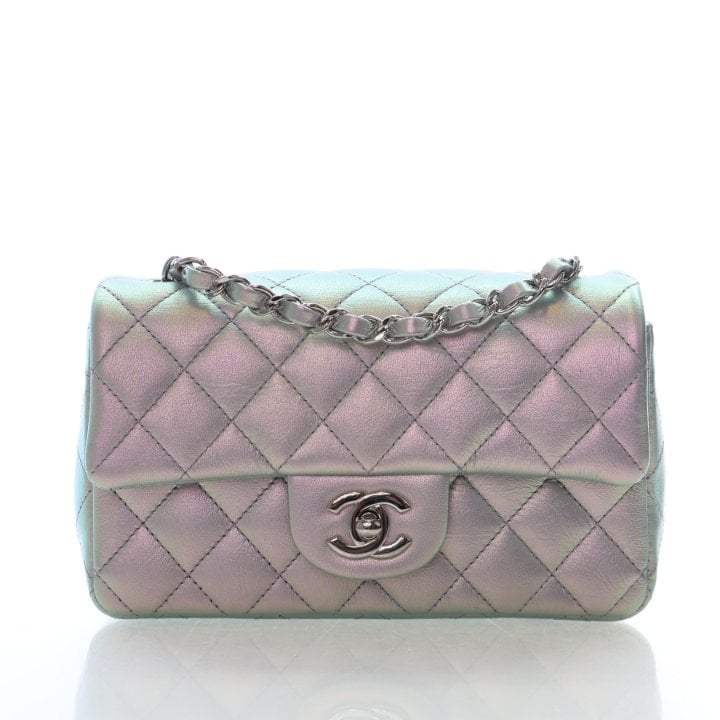 Chanel Mini Iridescent Calfskin Rectangular Classic Flap Bag