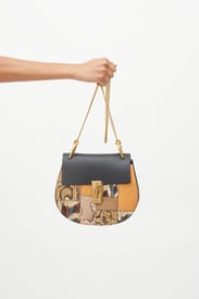 Chloe Black & Multi Embossed Leather Small Drew Crossbody Bag