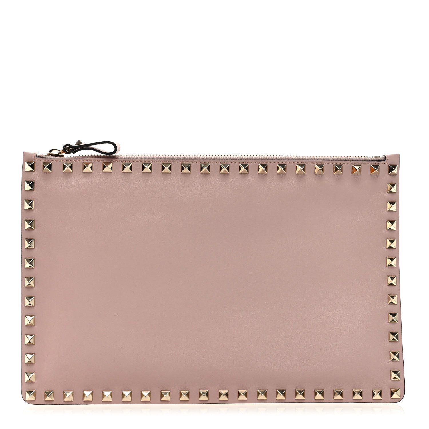 Valentino Garavani Vitello Large Rockstud Zip Pouch Water Rose