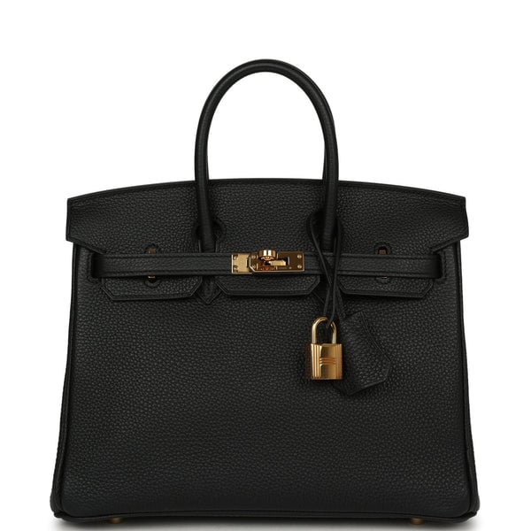 Pre-owned Hermes Birkin 25 Black Togo Gold Hardware