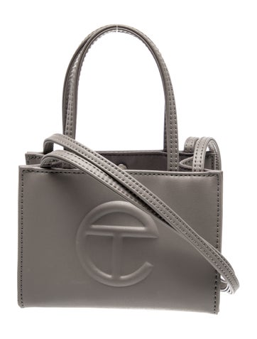 Vegan Leather Small Grey Shopping Bag Small