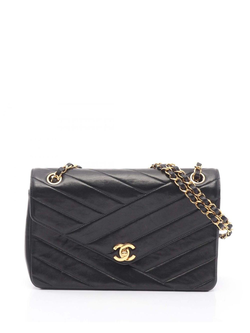 1996-1997 CC Lambskin Chevron Envelope Flap shoulder bag