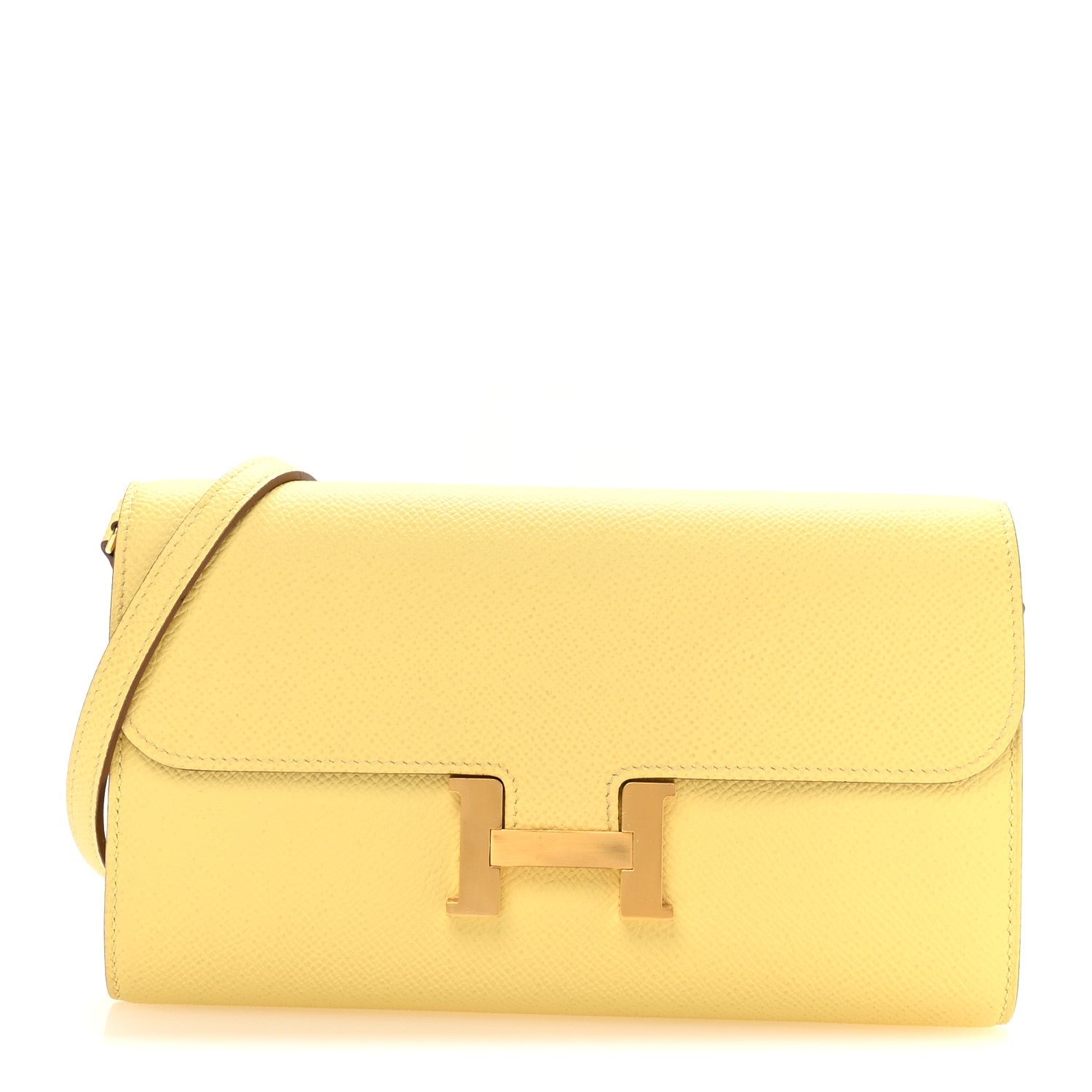 Hermes Epsom Constance Long Wallet To Go Wallet Jaune Poussin