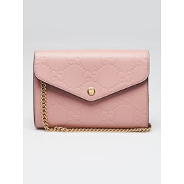 Gucci Pink GG Embossed Leather Crossbody Bag