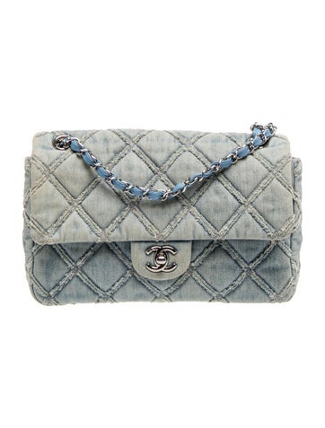Quilted Denim Medium Chip Flap Bag
