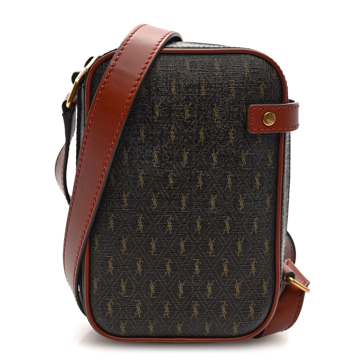 Saint Laurent Canvas Smooth Calfskin Le Monogramme Crossbody Pouch Chestnut