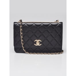 Chanel Chanel Black Quilted Lambskin Leather Trendy WOC Clutch Bag