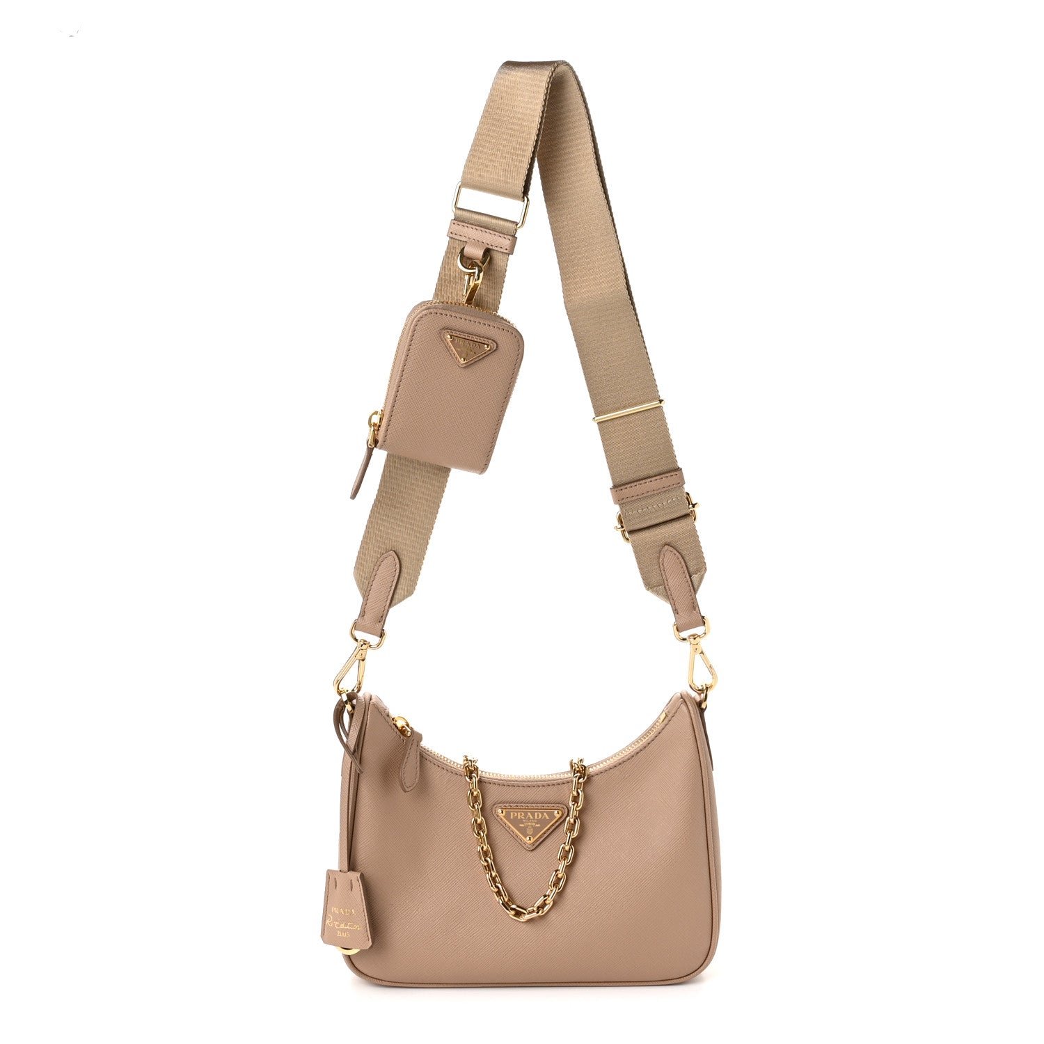 Prada Prada Saffiano Lux Re-Edition 2005 Shoulder Bag Cammeo