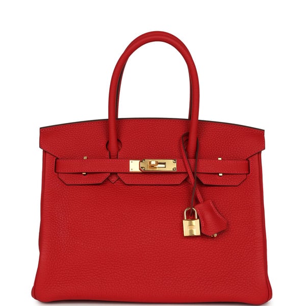 Hermes Hermes Birkin 30 Rouge Casaque Togo Gold Hardware