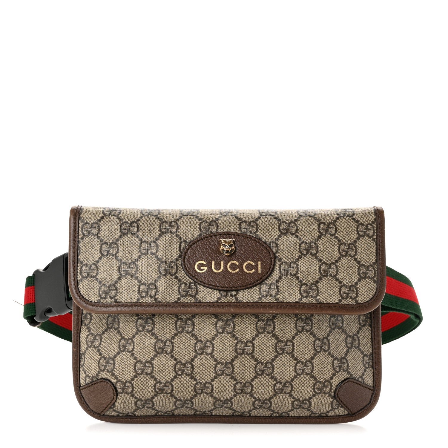 Gucci GG Supreme Monogram Neo Vintage Web Belt Bag Brown
