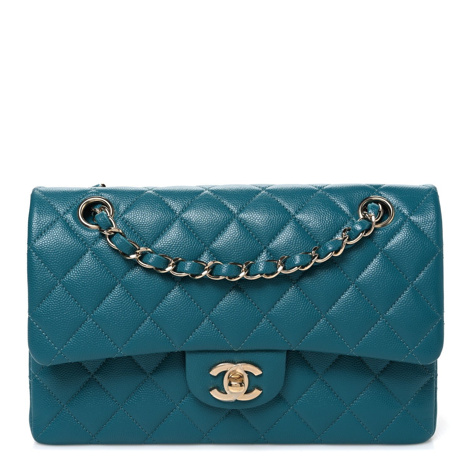 Chanel Caviar Quilted Small Double Flap Turquoise