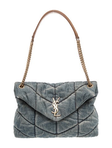 Denim Loulou Puffer Shoulder Bag Small