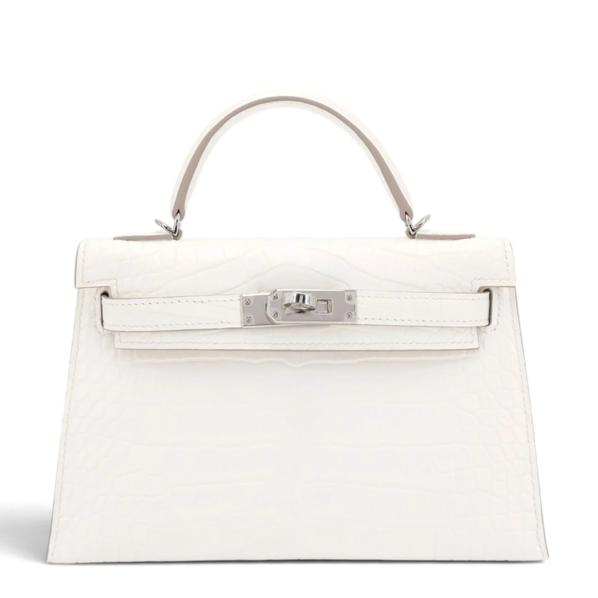Brand New ( Rank N ) HERMÈS Mini Kelly II Chantilly Creme (Q3) Matte Alligator Palladium hardware K (2025)