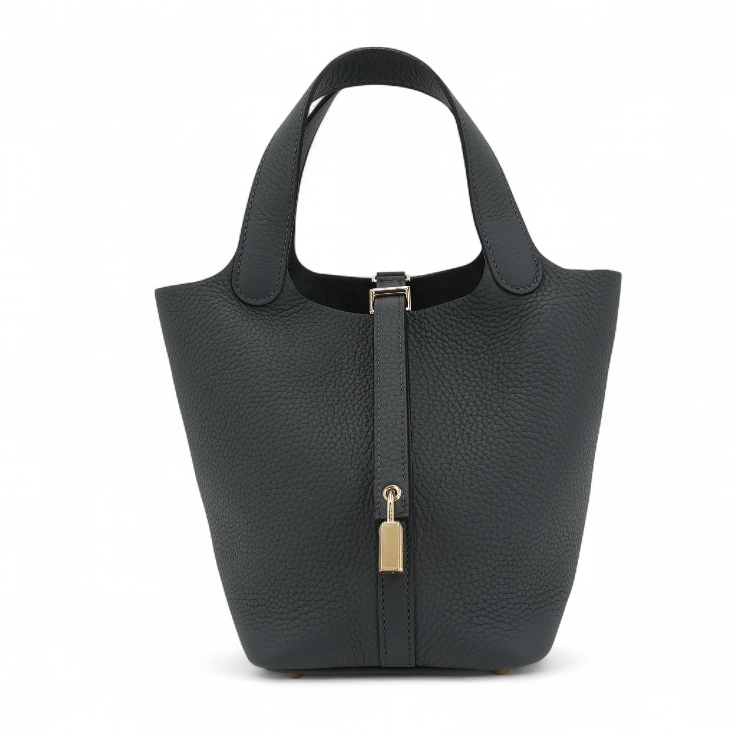 Hermes Brand New ( Rank N ) HERMÈS Picotin Lock PM Gris misty (H0) Clemence Permabrass hardware W (2024)