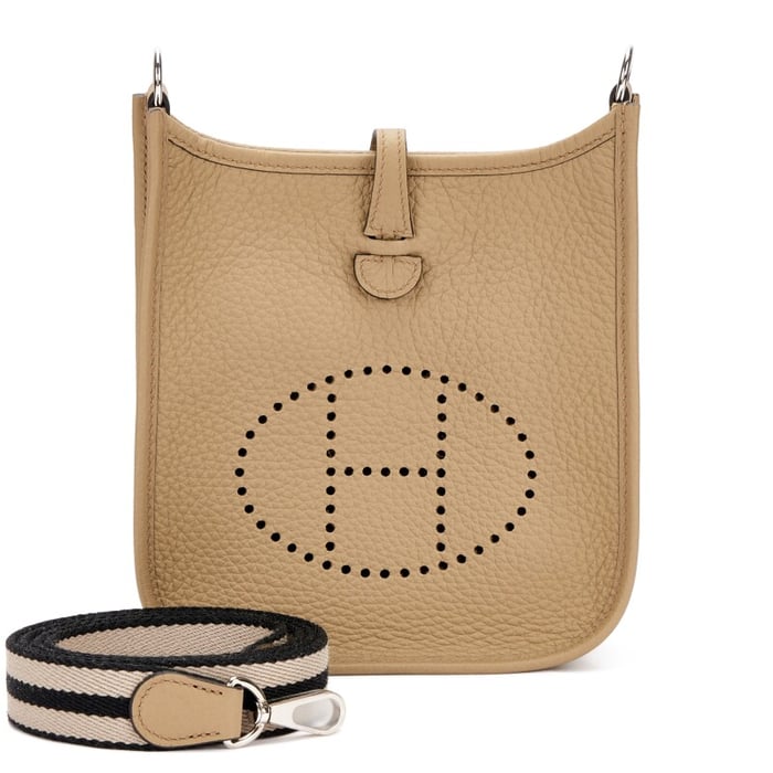 Hermes Beige Marfa Clemence Mini Evelyne II TPM 16 Palladium Hardware, 2024