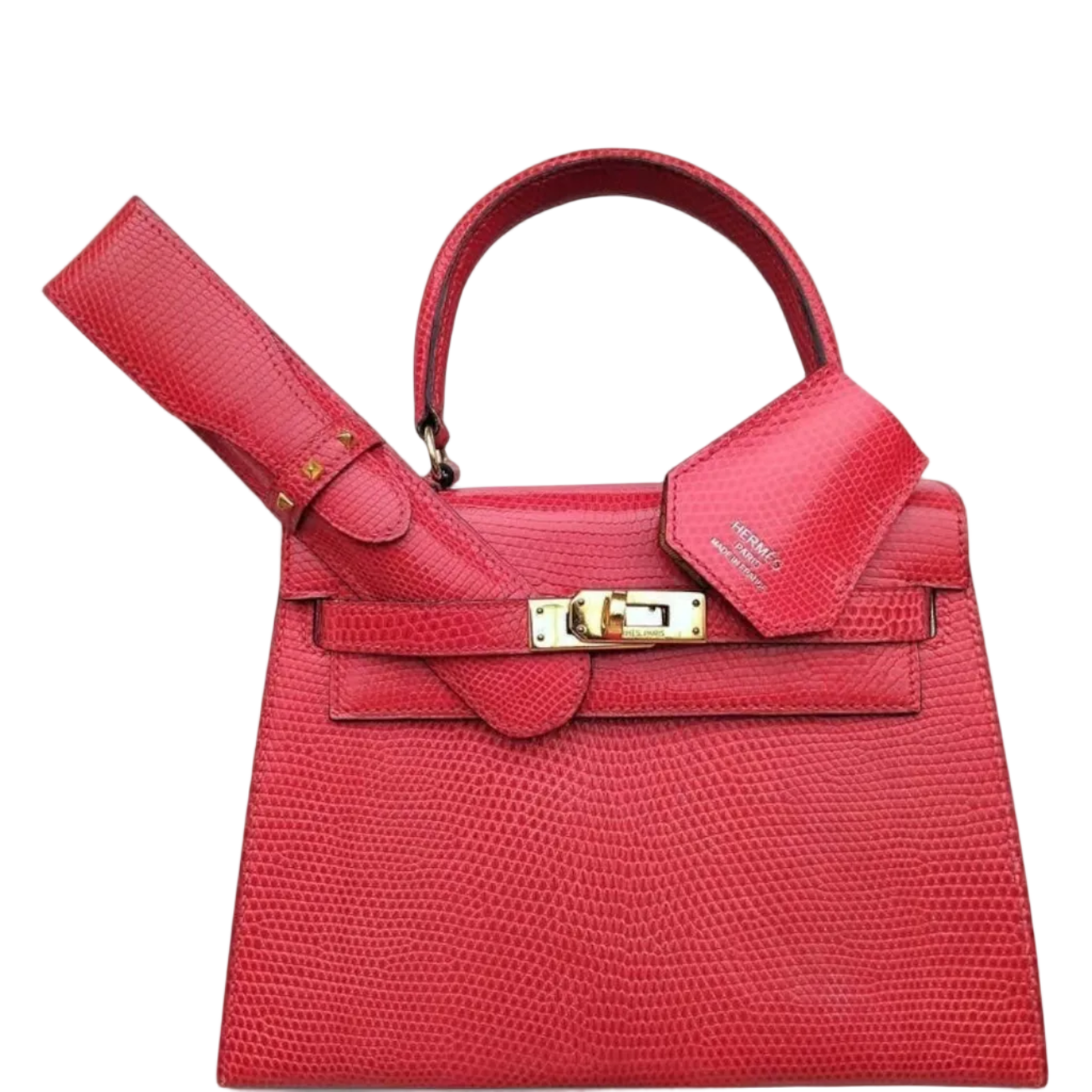 Hermes Hermès Kelly 20 Mini Sellier Vintage Rouge Vif Lizard Gold Hardware