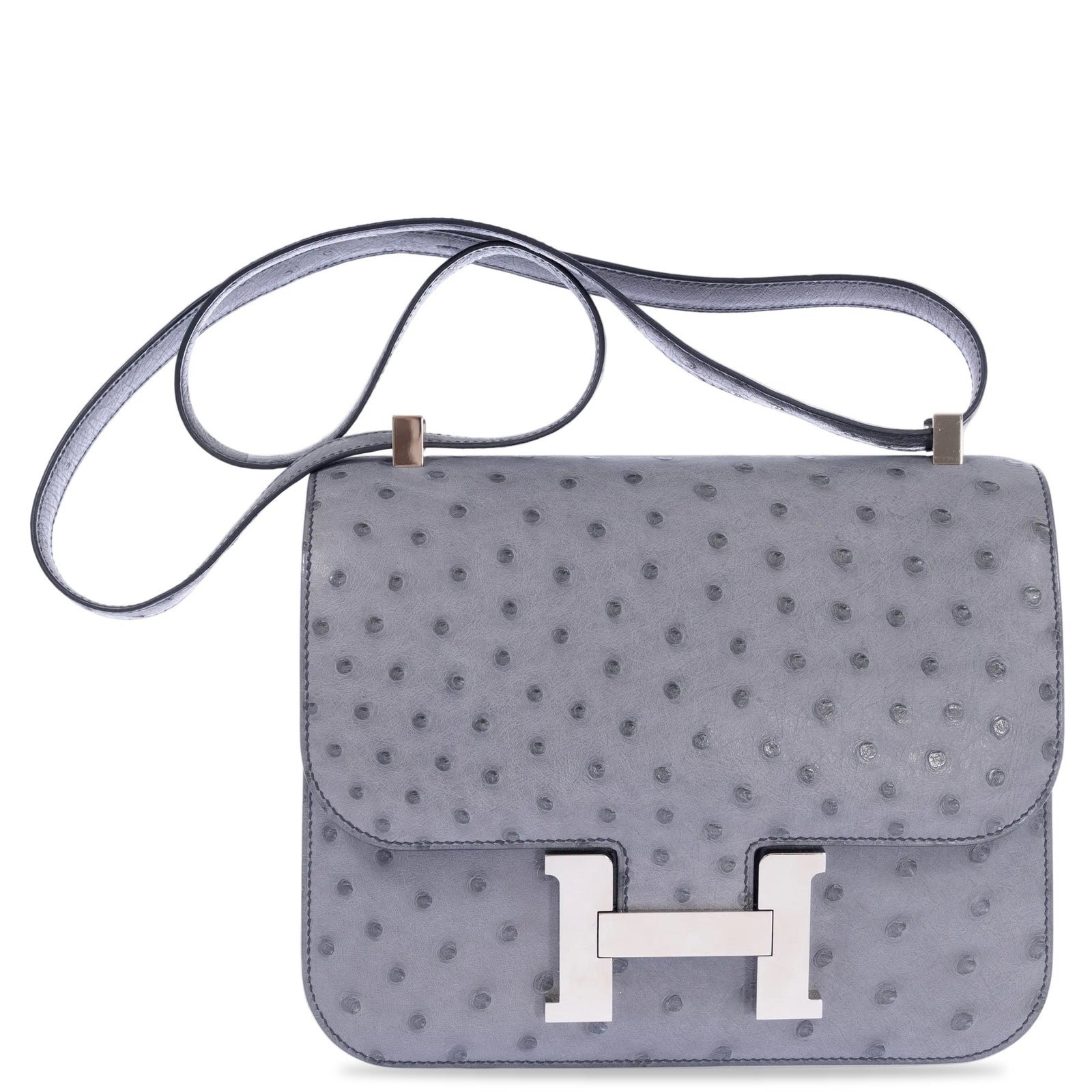 Hermes Hermès Constance III 24 Gris Agate Ostrich Palladium Hardware