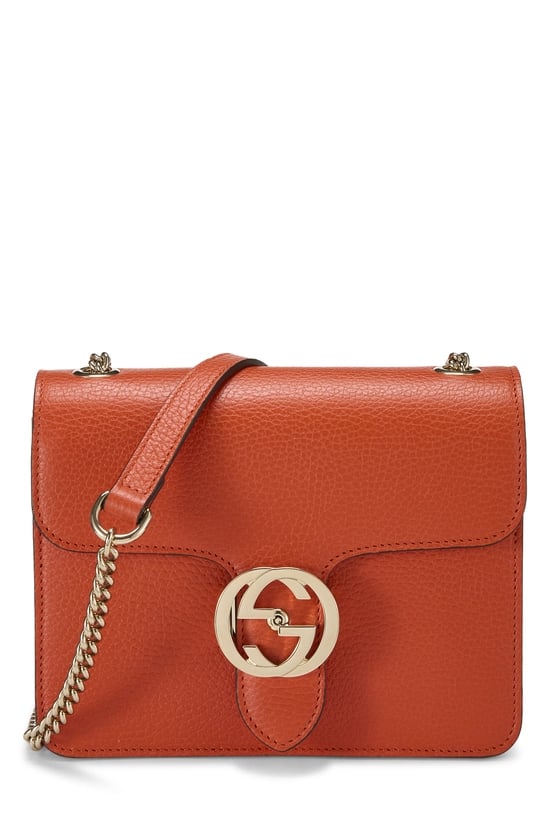 Orange Leather Interlocking Crossbody