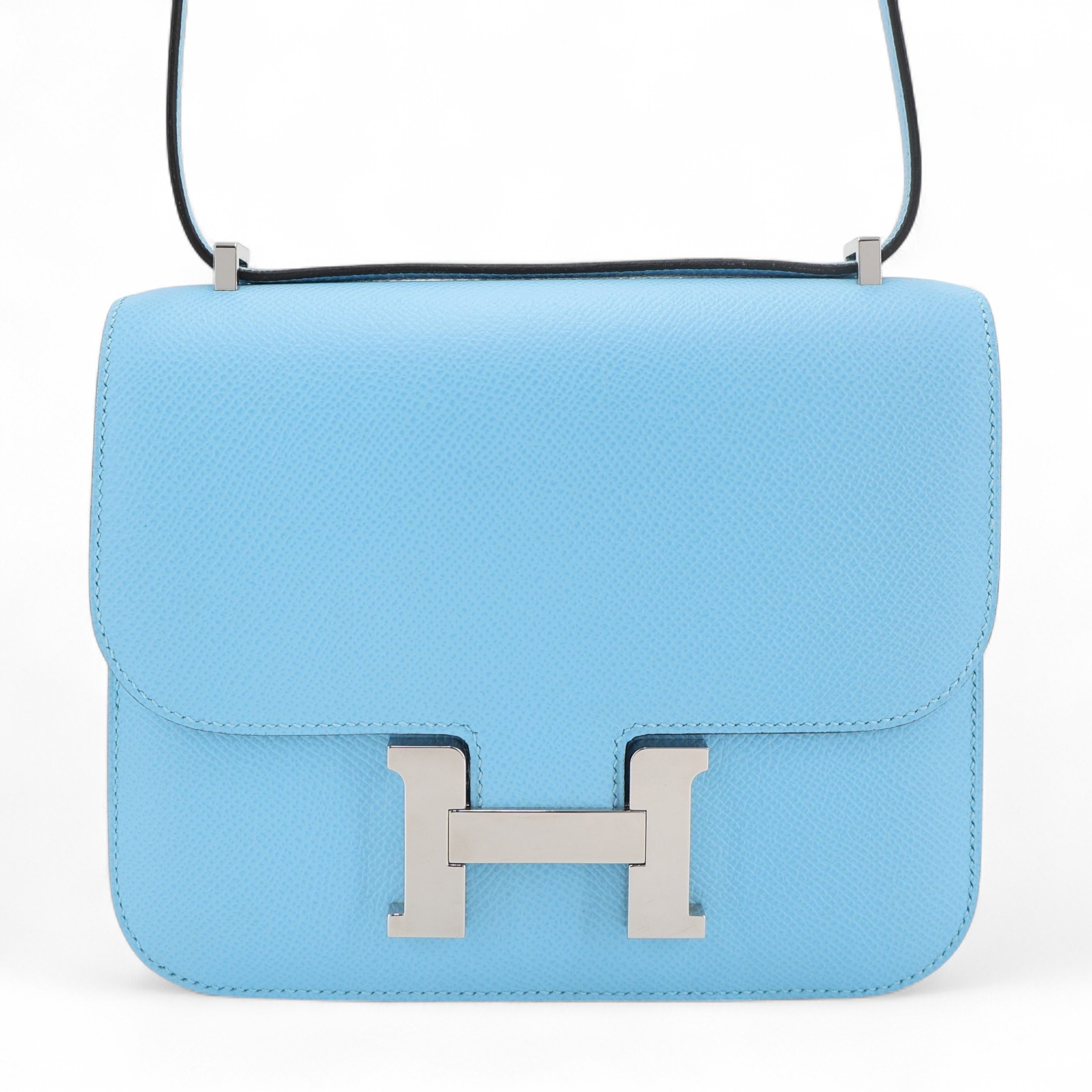 Hermes Very Good ( Rank A) HERMÈS Constance Mini Celeste (7N) Epsom Palladium hardware U (2022)