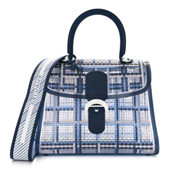 Delvaux Vinyl Gingham The Dreamer MM Brillant Satchel Navy