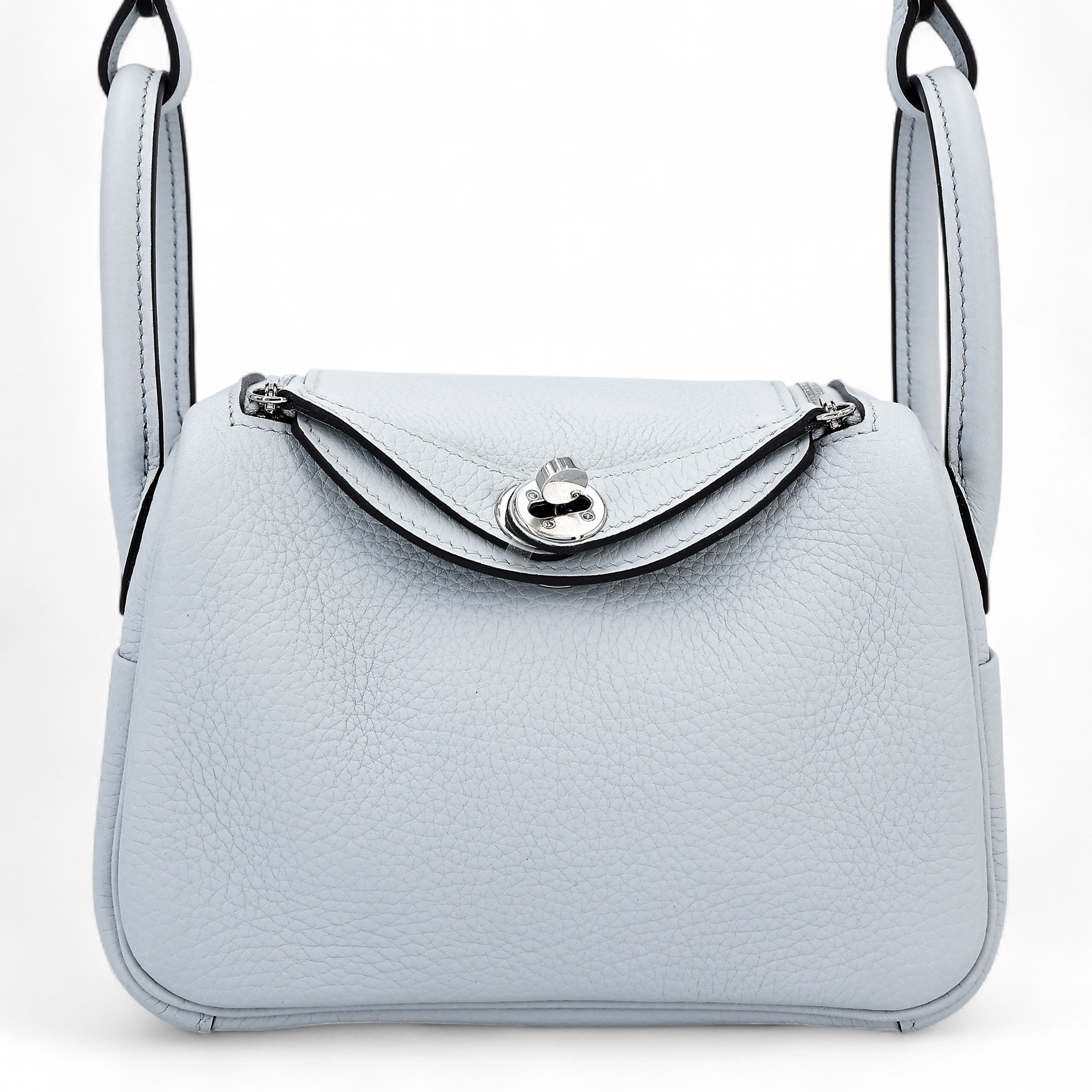 Hermes Excellent ( Rank SA ) HERMÈS Mini Lindy Bleu Pale (08) Clemence Palladium hardware U (2022)