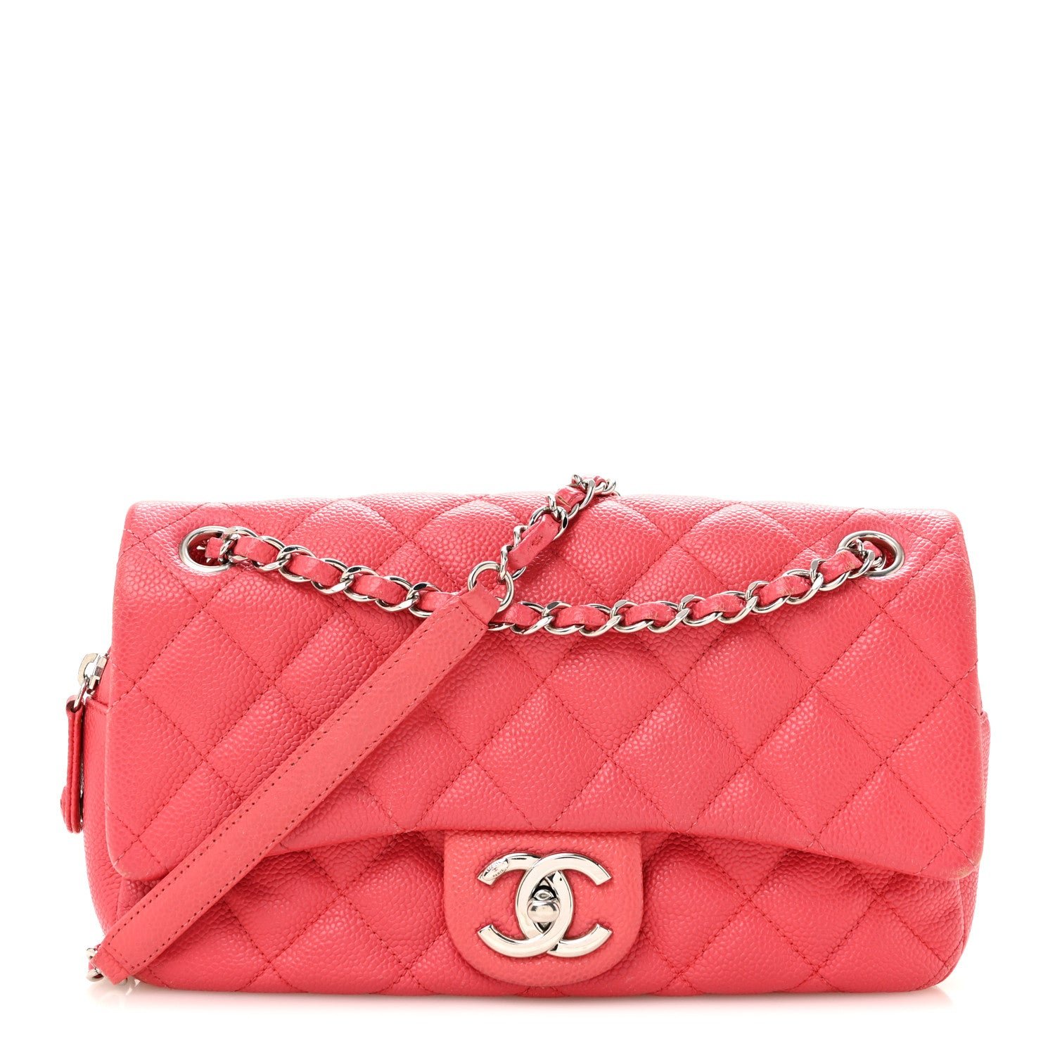 Chanel Caviar Quilted Medium Easy Flap Coral