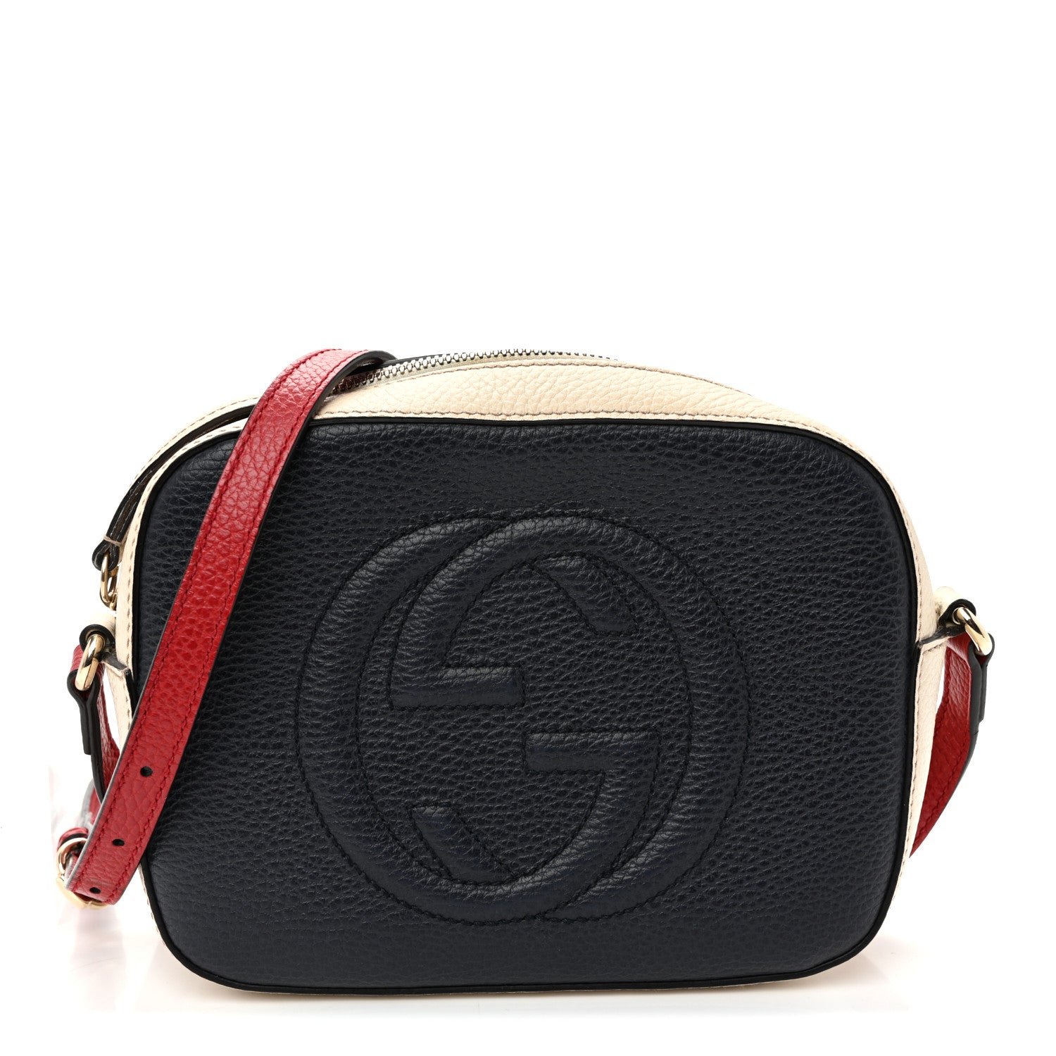 Gucci Dollar Calfskin Small Soho Disco Bag Blue Hibiscus Red Mystic White