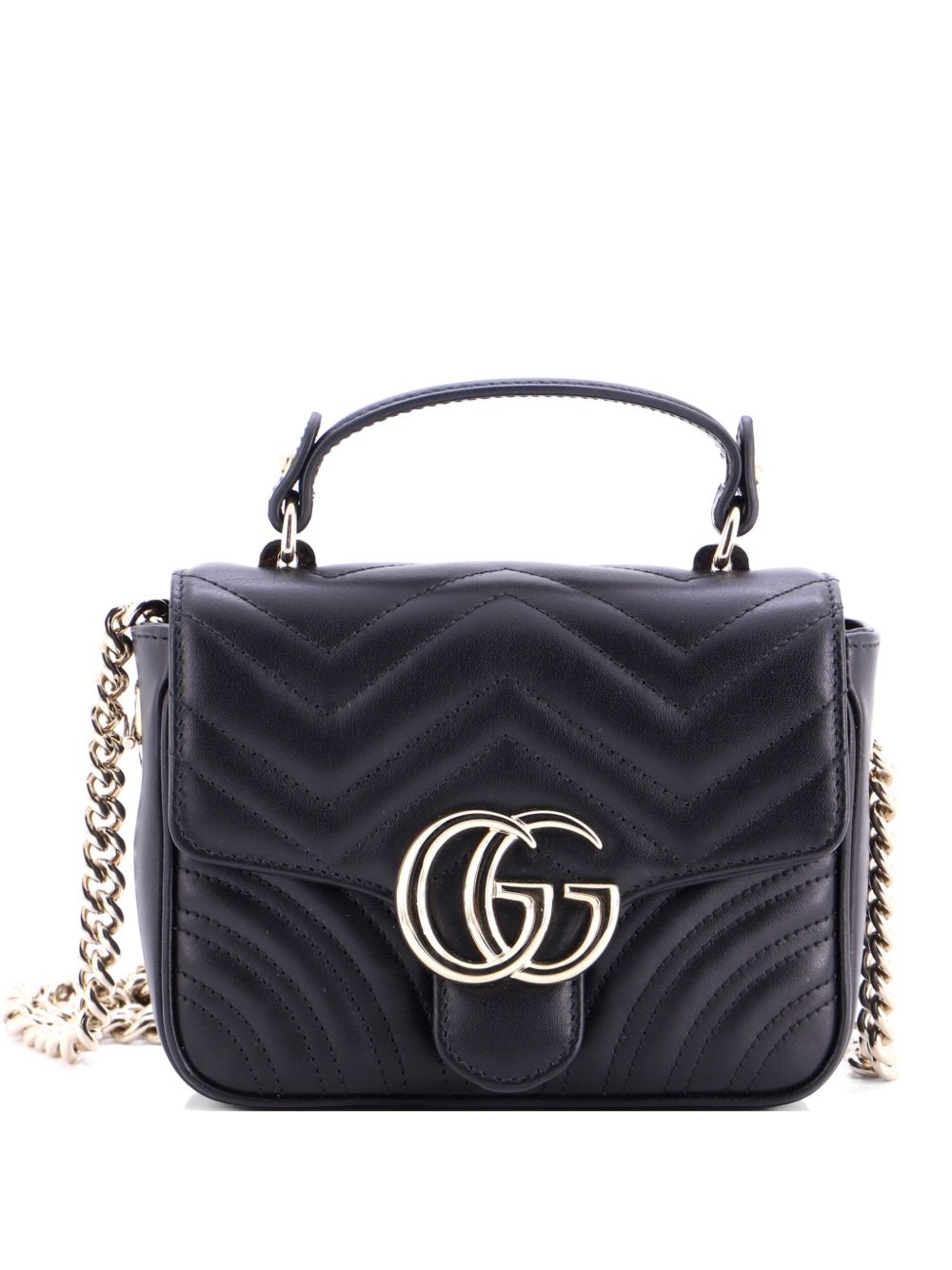 GG Marmont Top Handle Chain Flap Bag Matelasse Leather Mini satchel