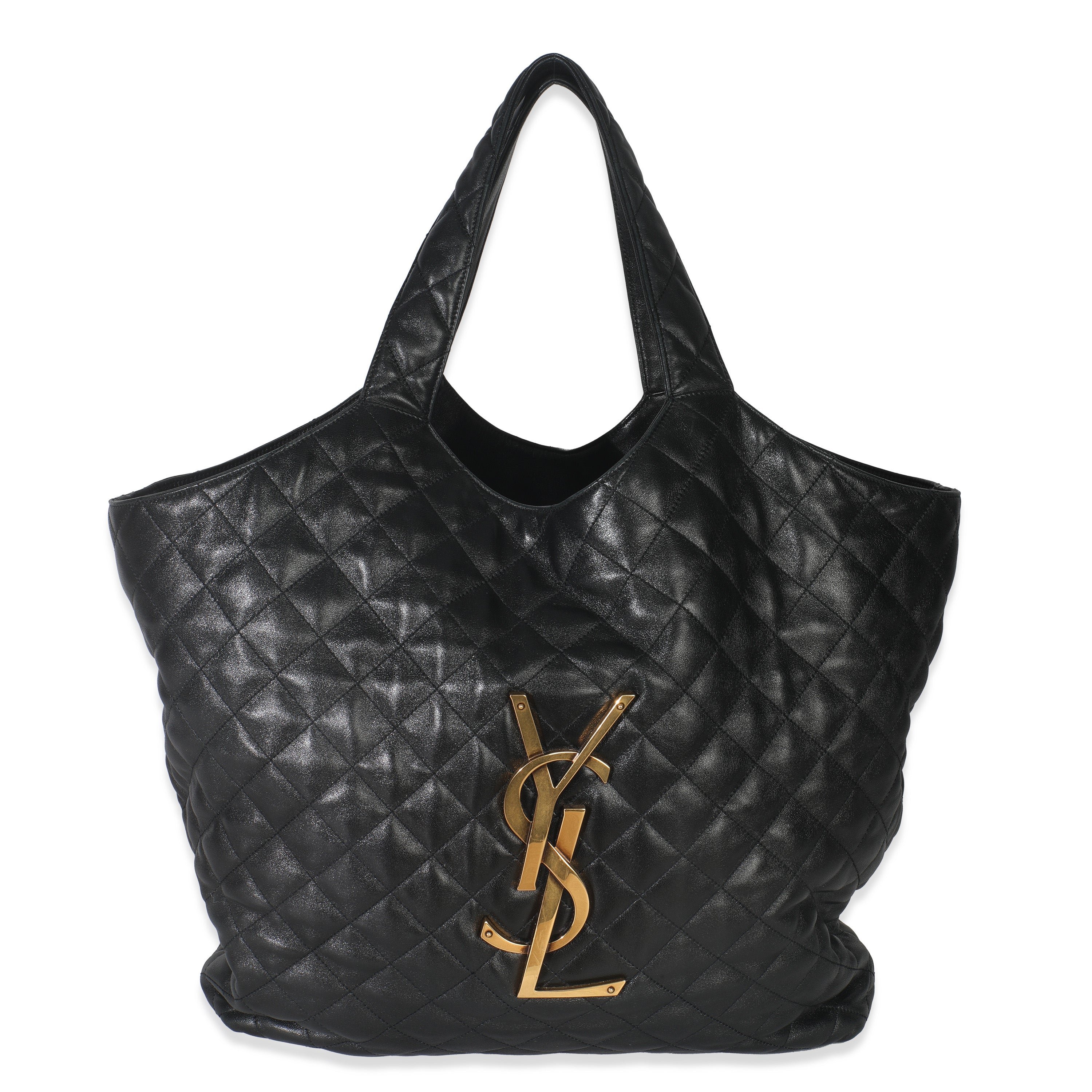 Saint Laurent Black Quilted Lambskin Maxi Icare Shopping Tote