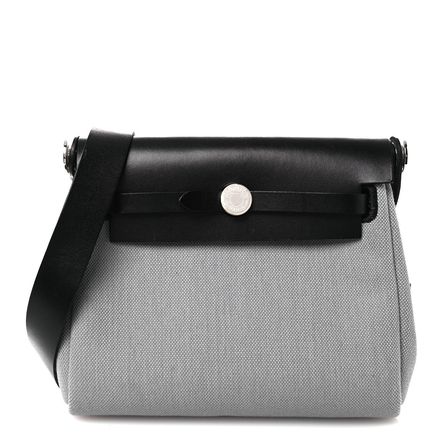 Hermes Hermes Military Toile Vache Hunter Herbag Zip Retourne 20 Gris Pantin Black