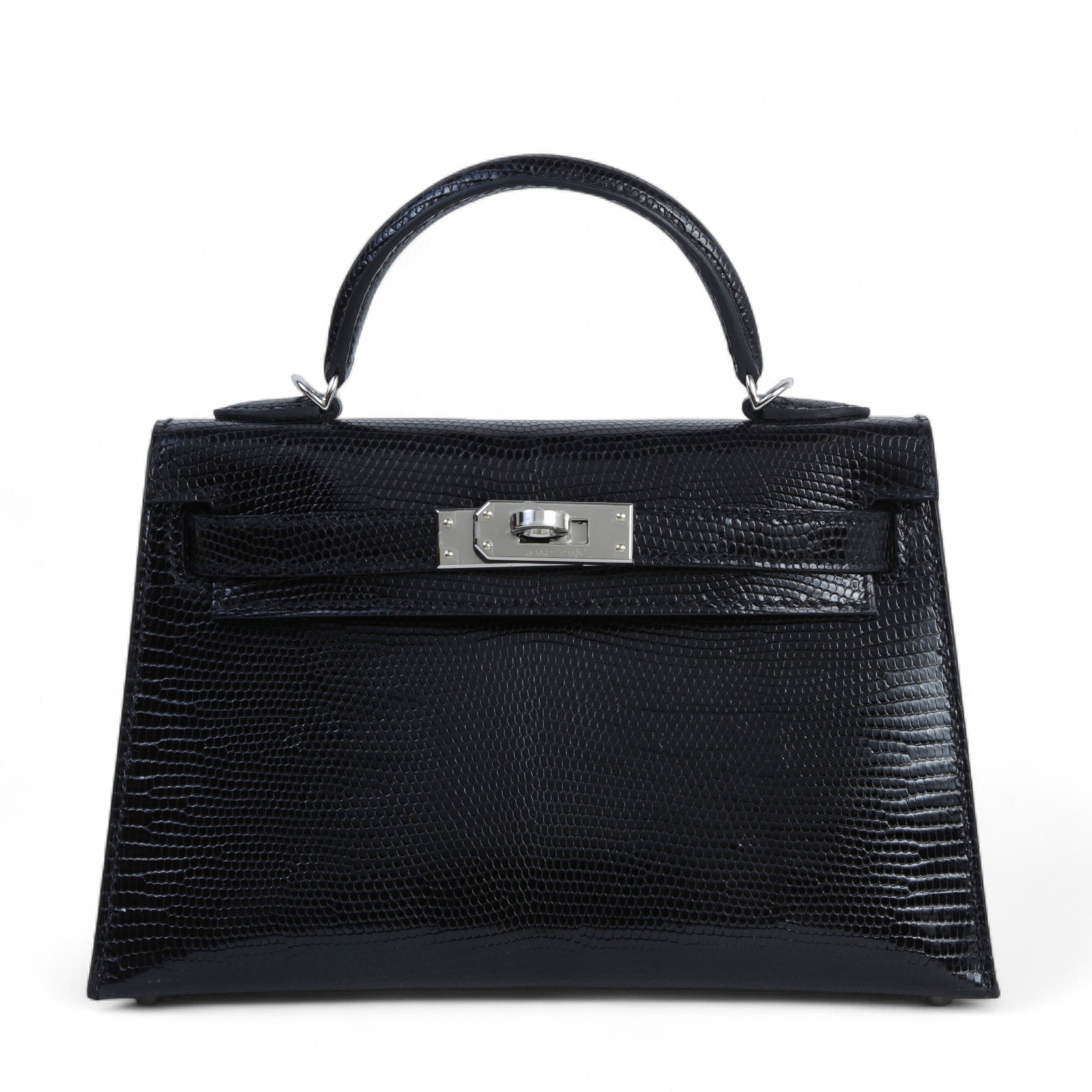 Brand New ( Rank N ) HERMÈS Mini Kelly II Noir (89) Lizard Palladium hardware W (2024)