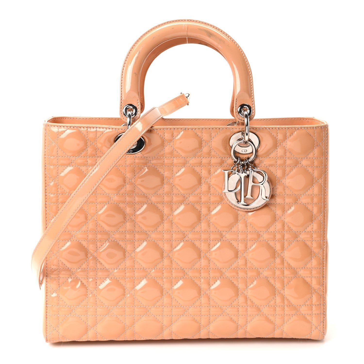 Christian Dior Patent Cannage Large Lady Dior Rose Clair